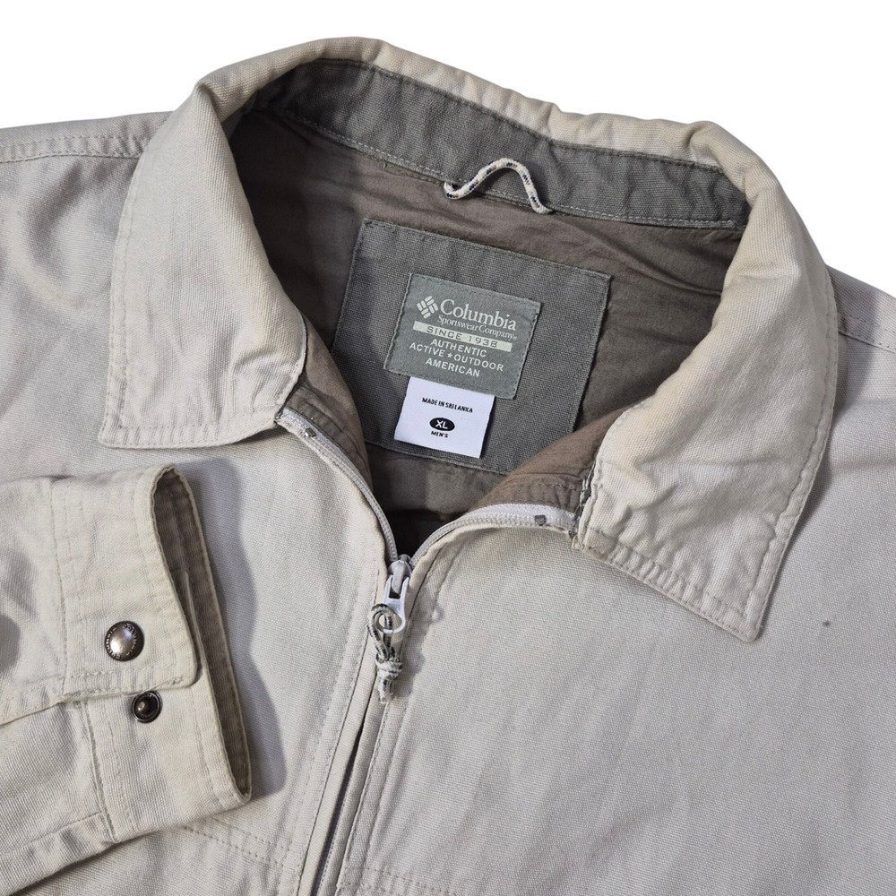 Columbia Canvas Jacket Mens XL Beige Workwear Heritage Cotton Zip WM3016 Utility